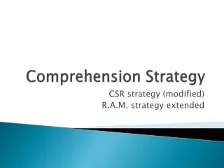 Comprehension Strategy