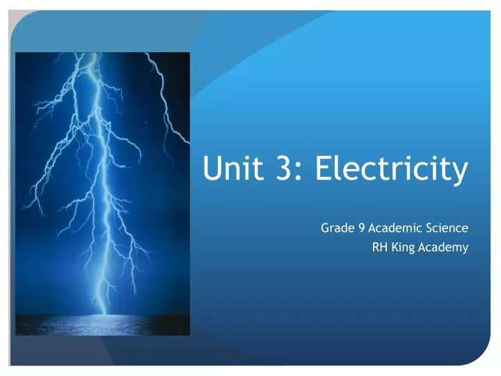 unit 3 electricity