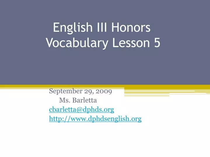 english iii honors vocabulary lesson 5