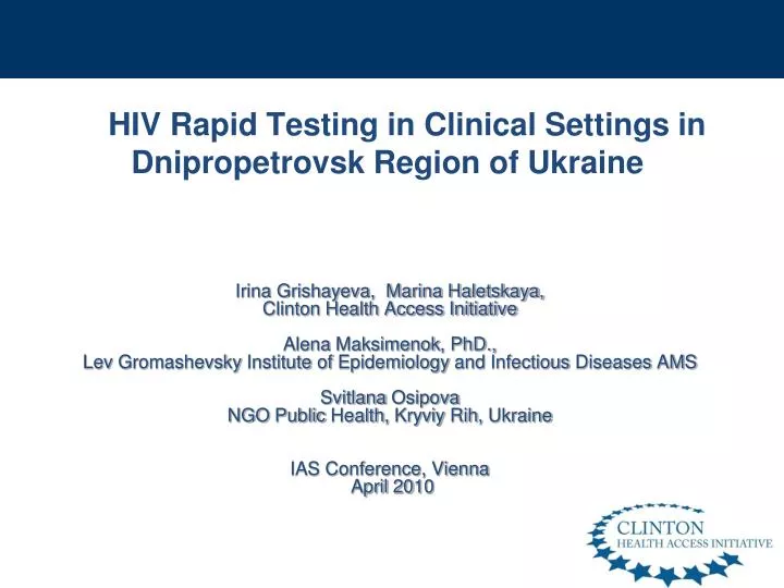 hiv rapid testing in clinical settings in dnipropetrovsk region of ukraine