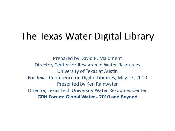the texas water digital library