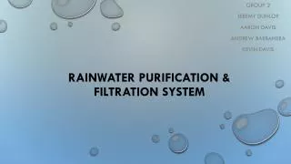 Rainwater purification &amp; Filtration System
