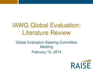 IAWG Global Evaluation: Literature Review