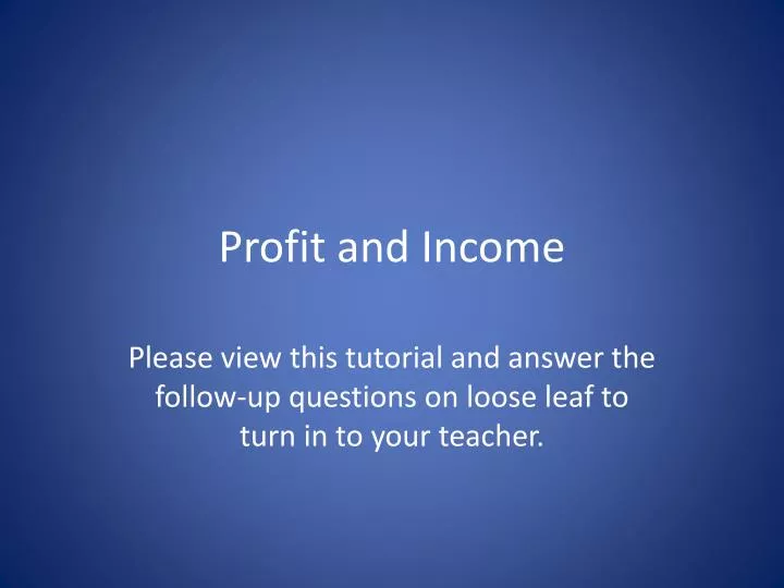 profit and income