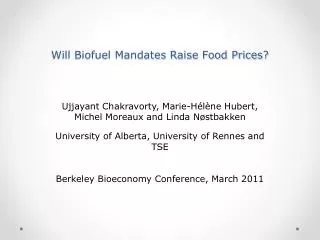Will Biofuel Mandates Raise Food Prices?
