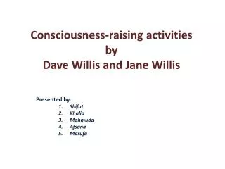 Consciousness-raising activities by Dave Willis and Jane Willis