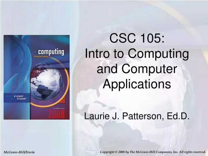 csc 105 intro to computing and computer applications