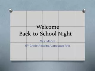 Welcome Back-to-School Night
