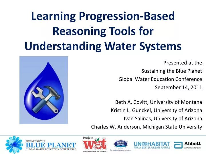 learning progression based reasoning tools for understanding water systems