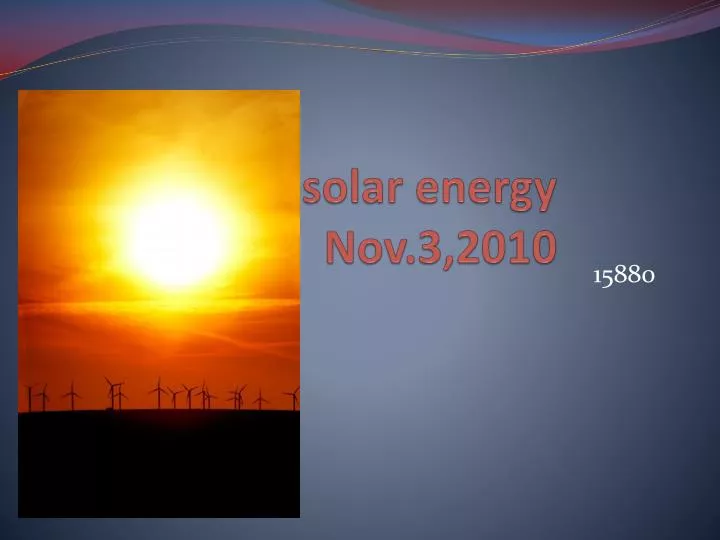 solar energy nov 3 2010