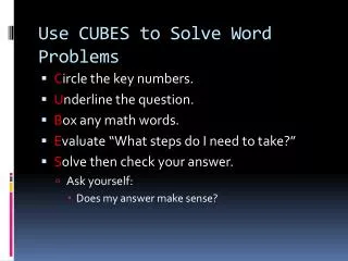 Use CUBES to Solve Word Problems