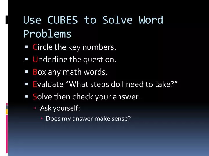 use cubes to solve word problems