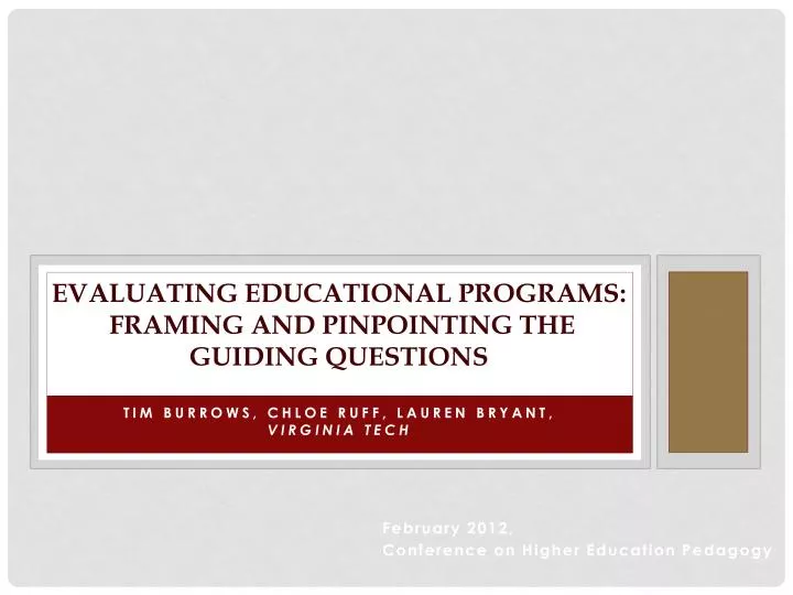 evaluating educational programs framing and pinpointing the guiding questions