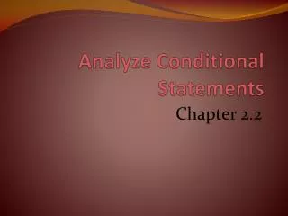 Analyze Conditional Statements