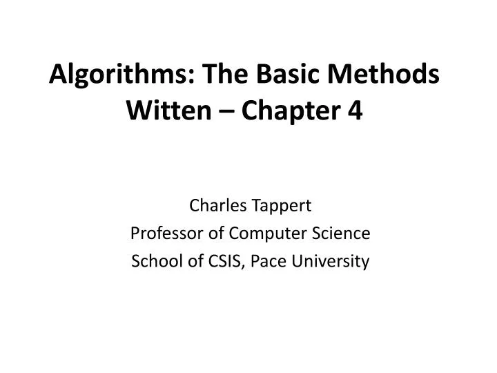 algorithms the basic methods witten chapter 4