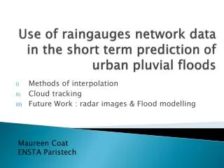 Use of raingauges network data in the short term prediction of urban pluvial floods