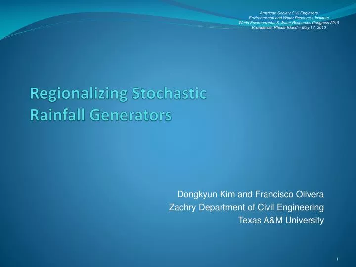regionalizing stochastic rainfall generators