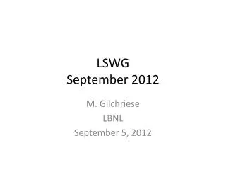 LSWG September 2012