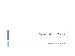 Spanish 3 Plans