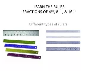 LEARN THE RULER FRACTIONS OF 4 TH , 8 TH , &amp; 16 TH
