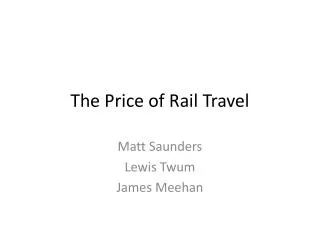 The Price of Rail Travel