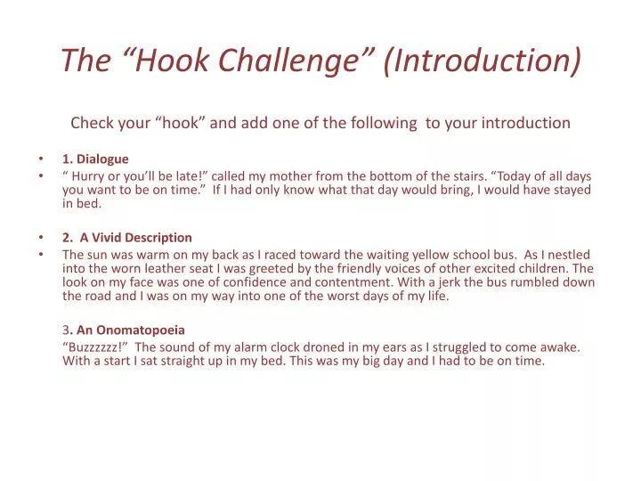 the hook challenge introduction
