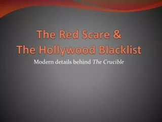 the red scare the hollywood blacklist