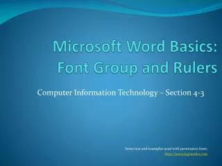 Microsoft Word Basics: Font Group and Rulers