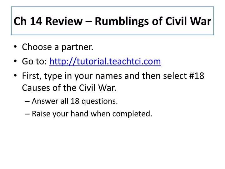 ch 14 review rumblings of civil war