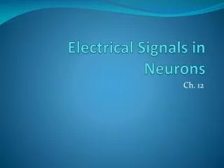 Electrical Signals in Neurons