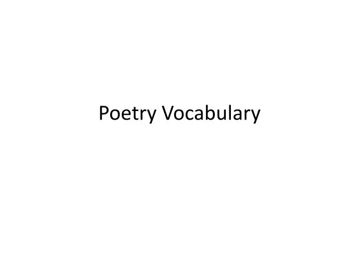 poetry vocabulary