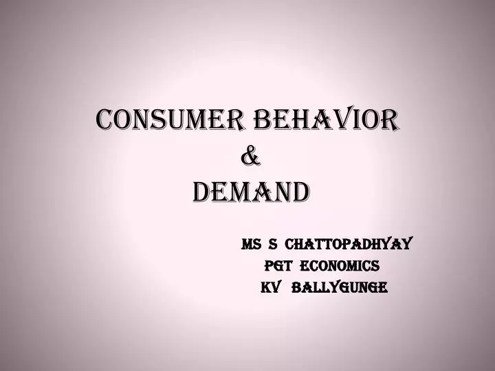 consumer behavior demand
