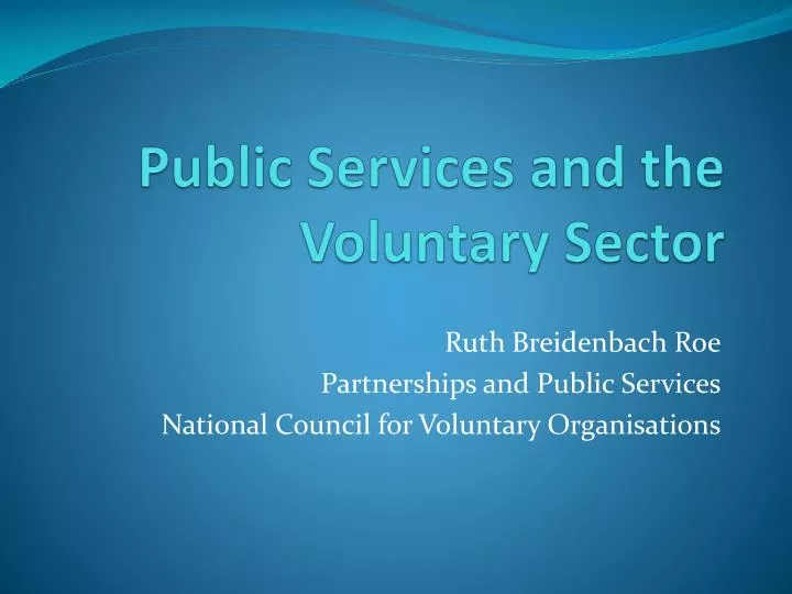 public services and the voluntary s ector