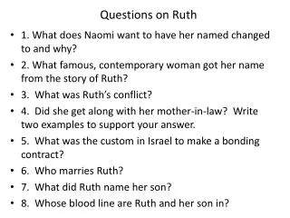 Questions on Ruth