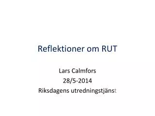 reflektioner om rut