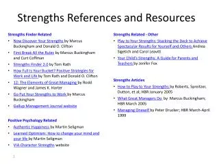 Strengths References and Resources