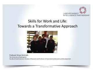 Skills for Work and Life : Towards a Transformative Approach