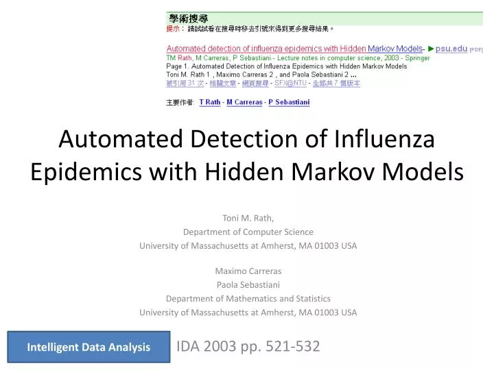 automated detection of influenza epidemics with hidden markov models