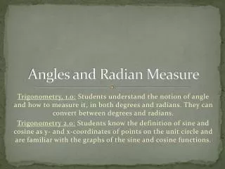 Angles and Radian Measure