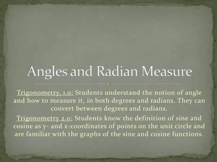 angles and radian measure