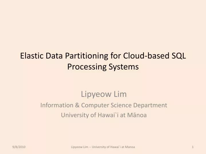 elastic data partitioning for cloud based sql processing systems