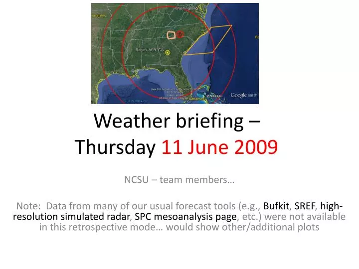 weather briefing thursday 11 june 2009