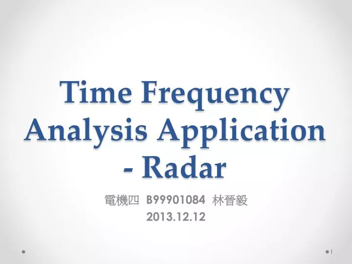 time frequency analysis application radar