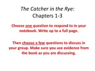 The Catcher in the Rye: Chapters 1-3