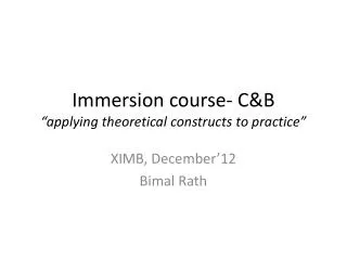immersion course c b applying theoretical constructs to practice