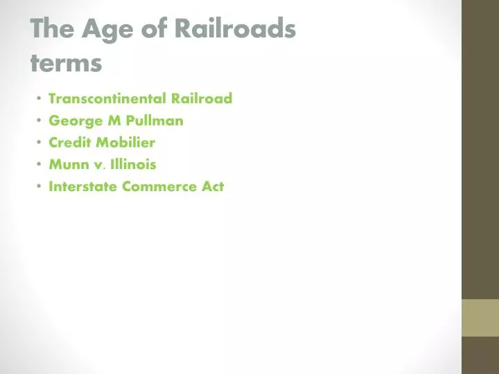 the age of railroads terms