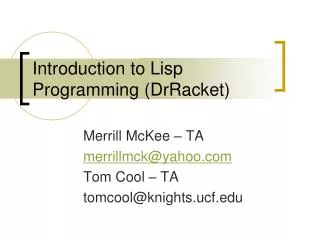Introduction to Lisp Programming ( DrRacket )
