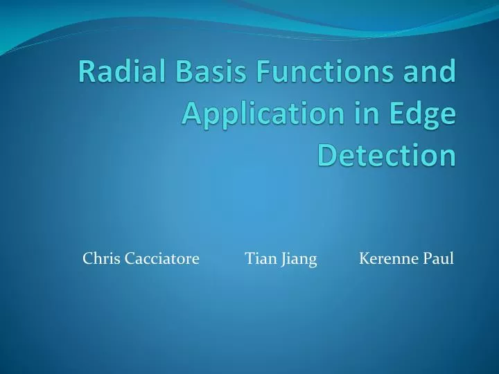 radial basis functions and application in edge detection