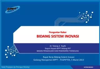 Pengantar Raker BIDANG SISTEM INOVASI