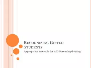 Recognizing Gifted Students